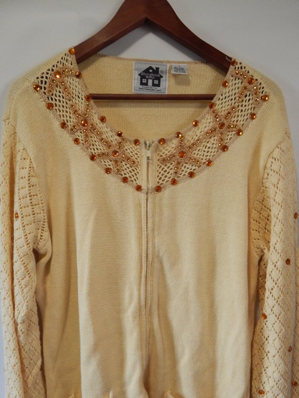 Vintage Storybook Knit Cardigan Sweater size Large